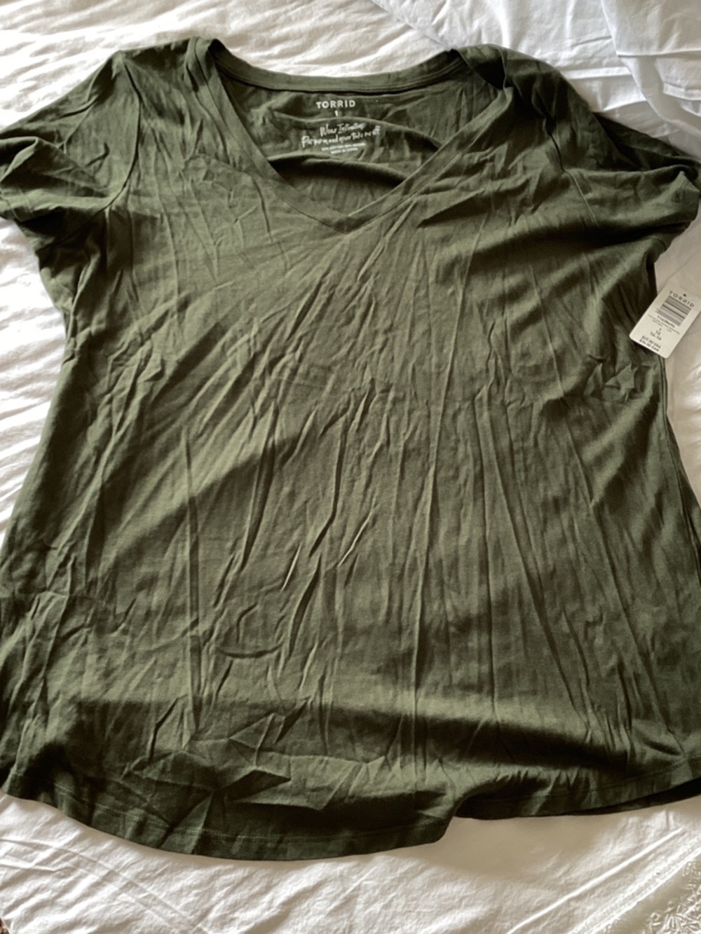 torrid Olive Green V-Neck Short Sleeve Tee